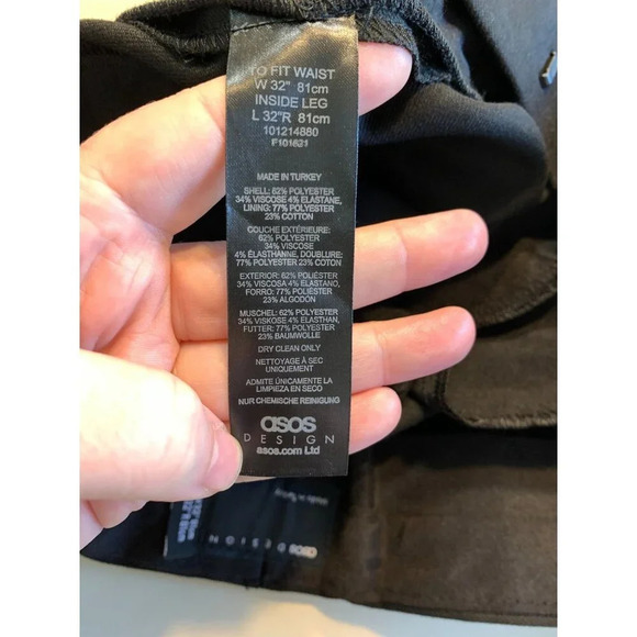 Mens ASOS Design Black Slim Fit Trousers W32" L32" Polyester & Viscose - Picture 6 of 8